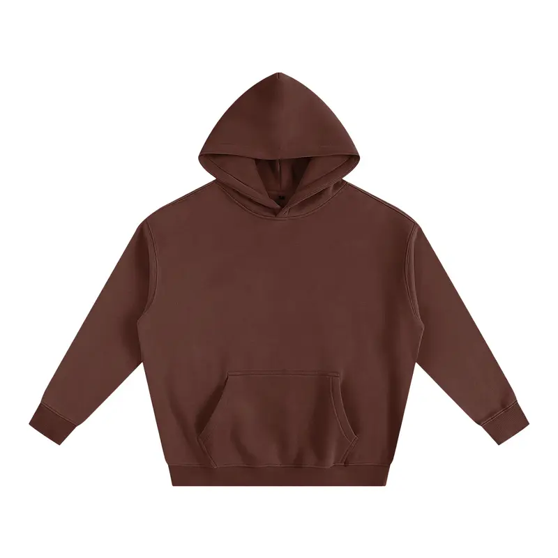 BASIC ESSENTIAL FLEECE HOODIE COFFEE