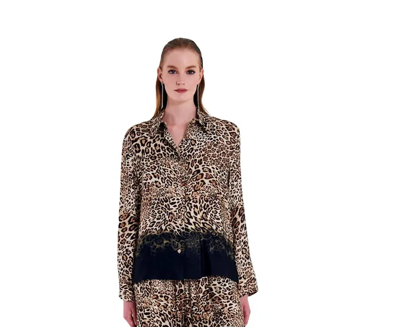 Beige/Nero leo bluse