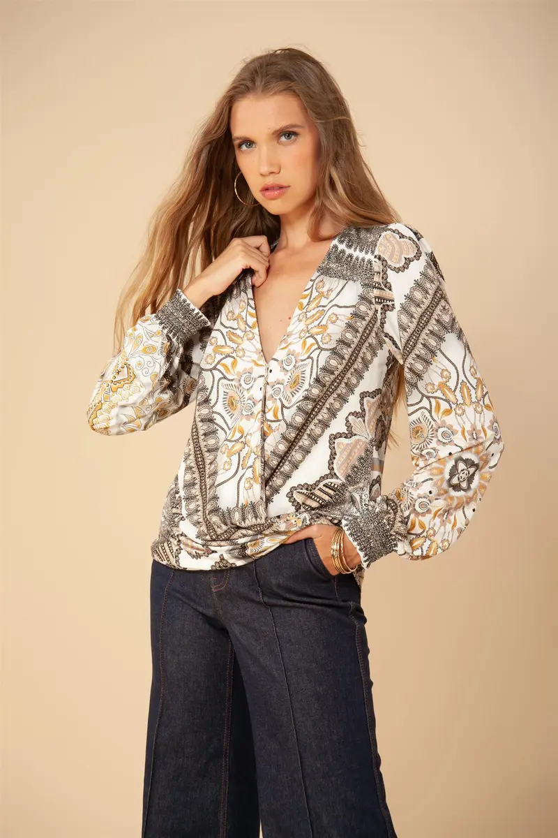 Beige Zyana Wrap Top
