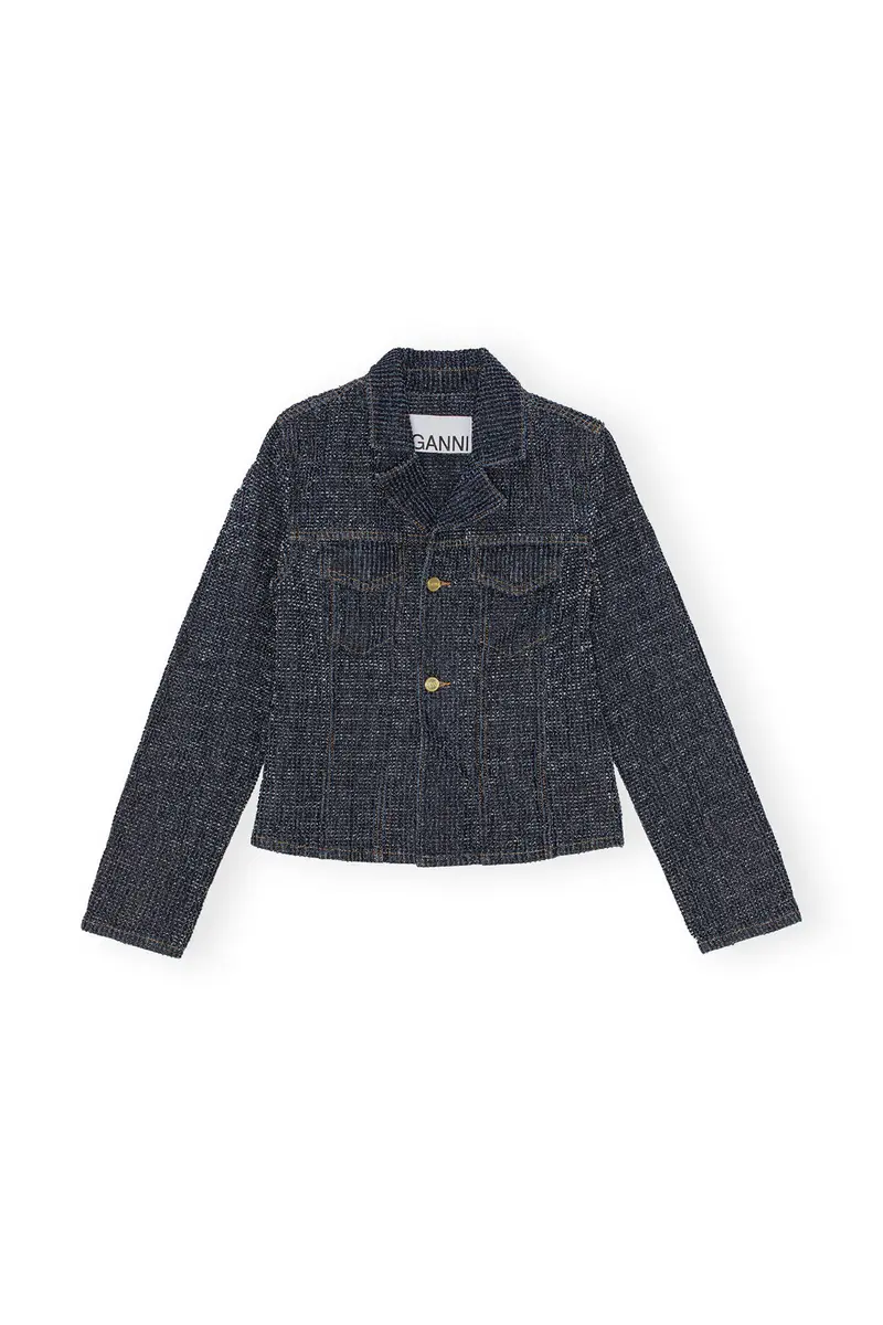 Blå Fluffy Denim Fitted Blazer