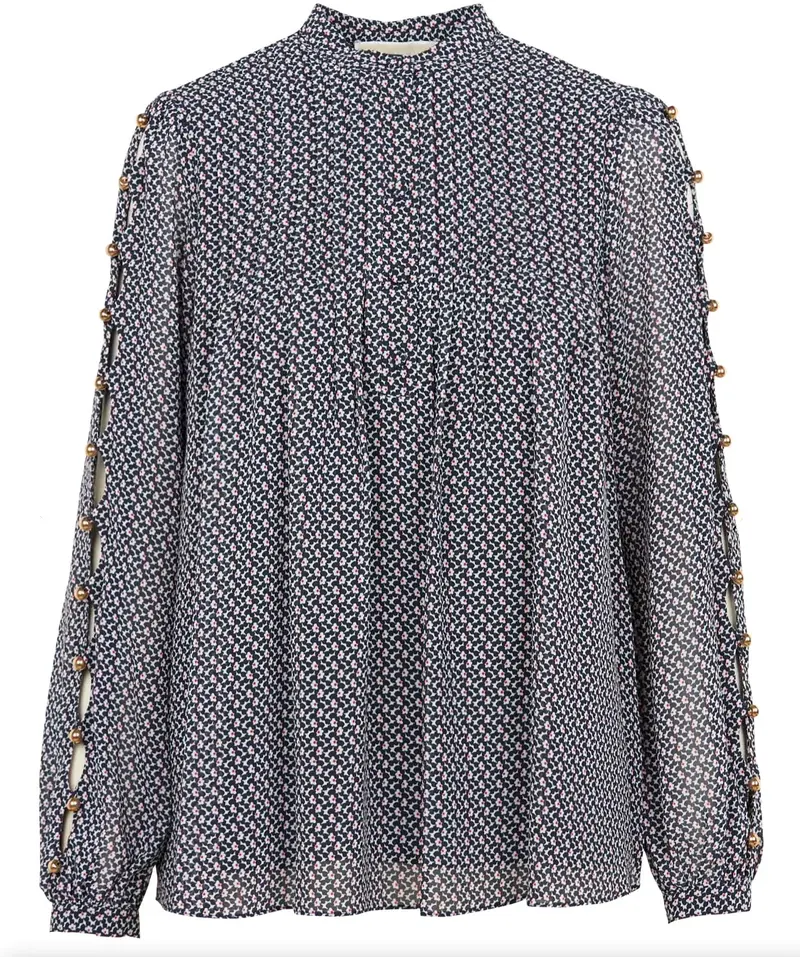 Blå Mini Floral LS top