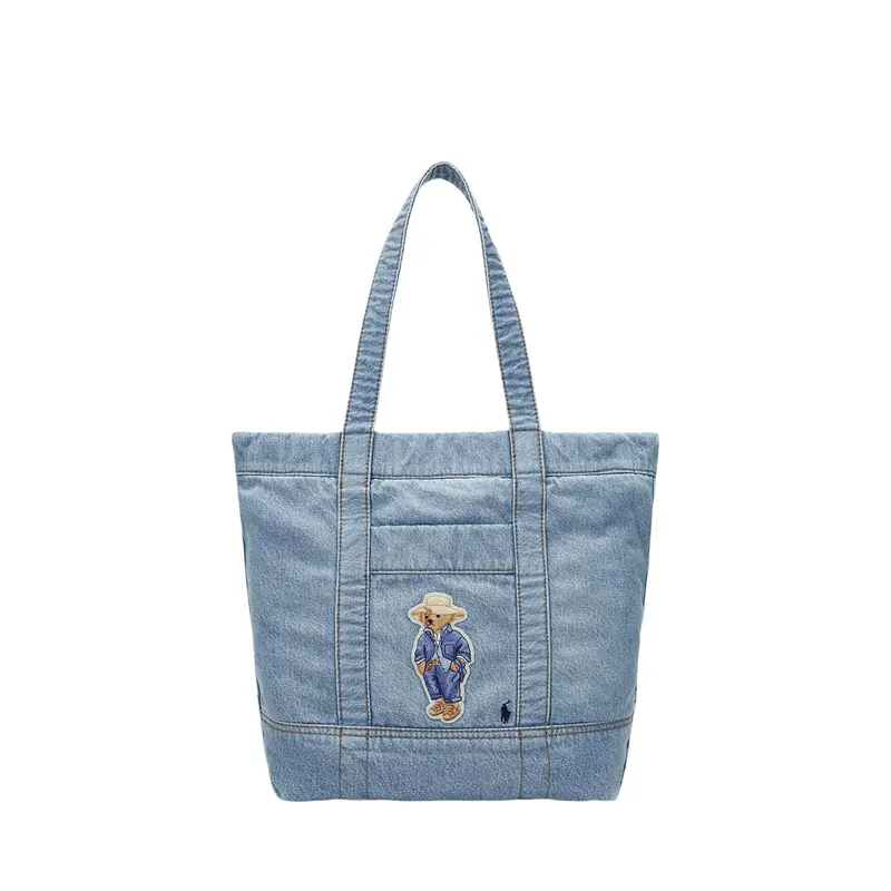 Blå Polo Bear Denim Medium Tote