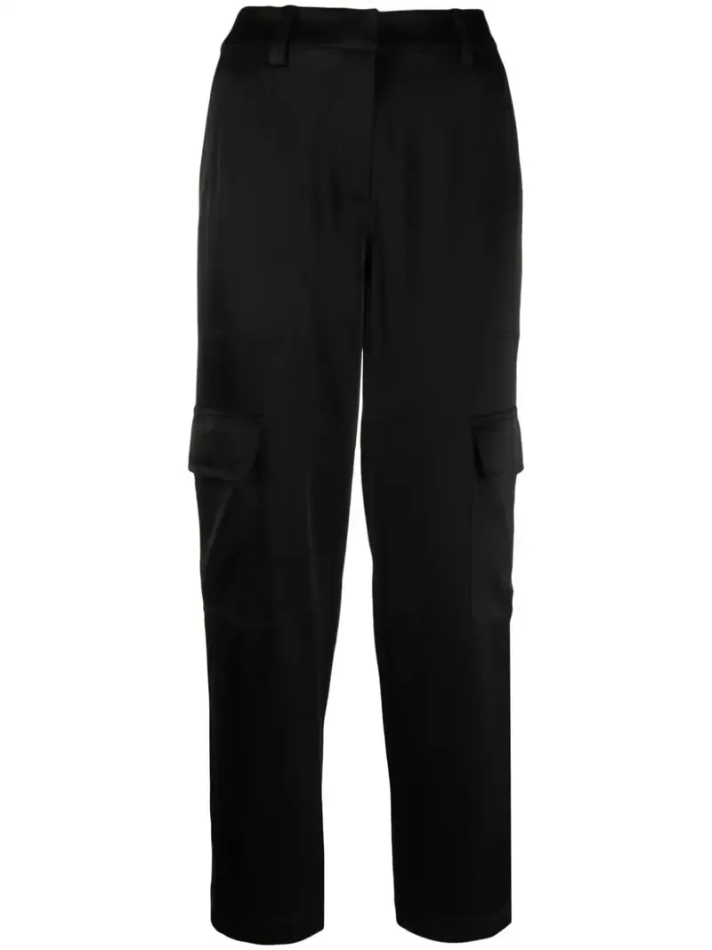 Black Satin Cargo Pant
