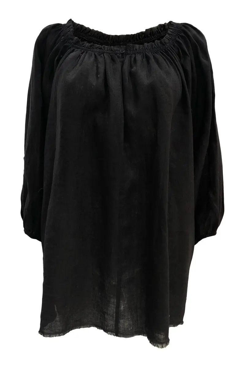 Black Summer linen blouse