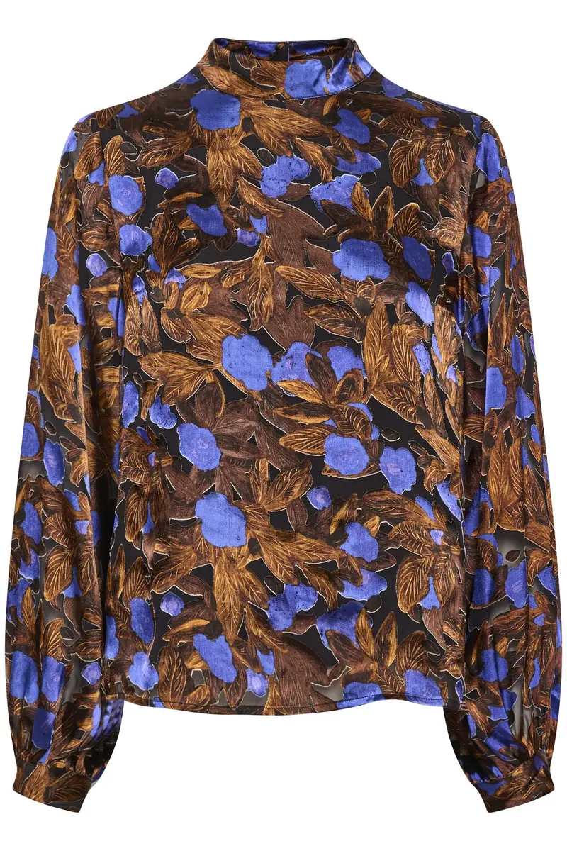 Brun/blå SilkiraGB blouse