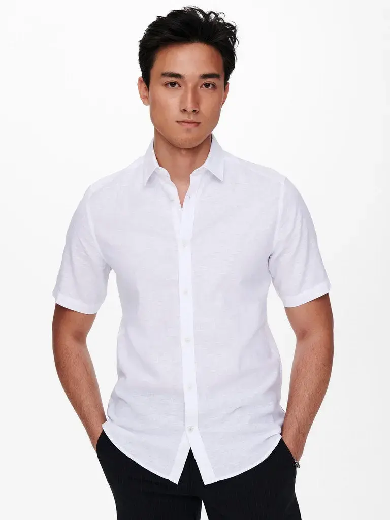 Caiden Linskjorte SS - White