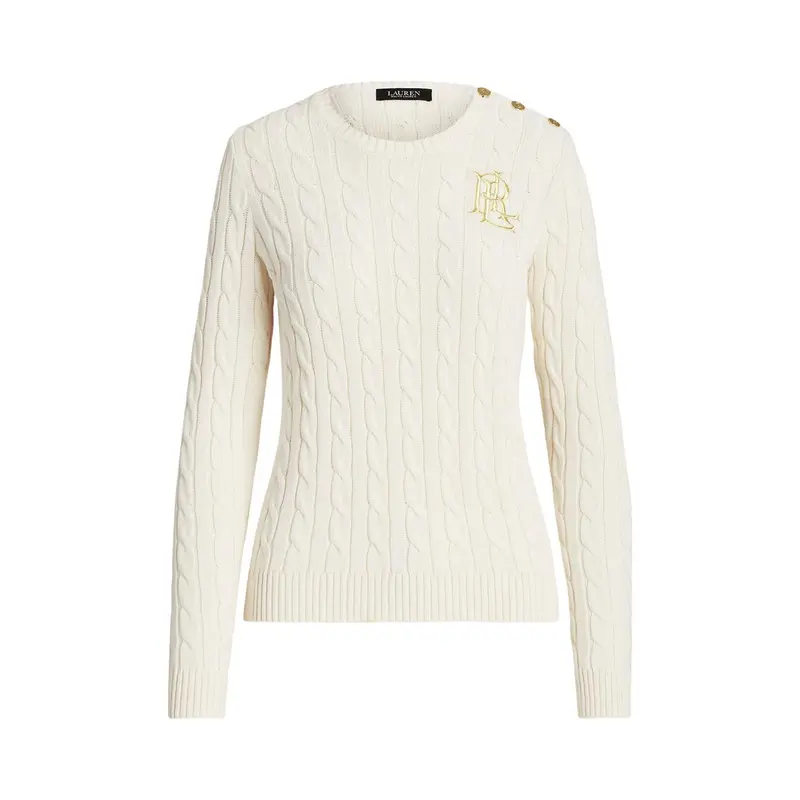 Cream Button Cable Knit Sweater