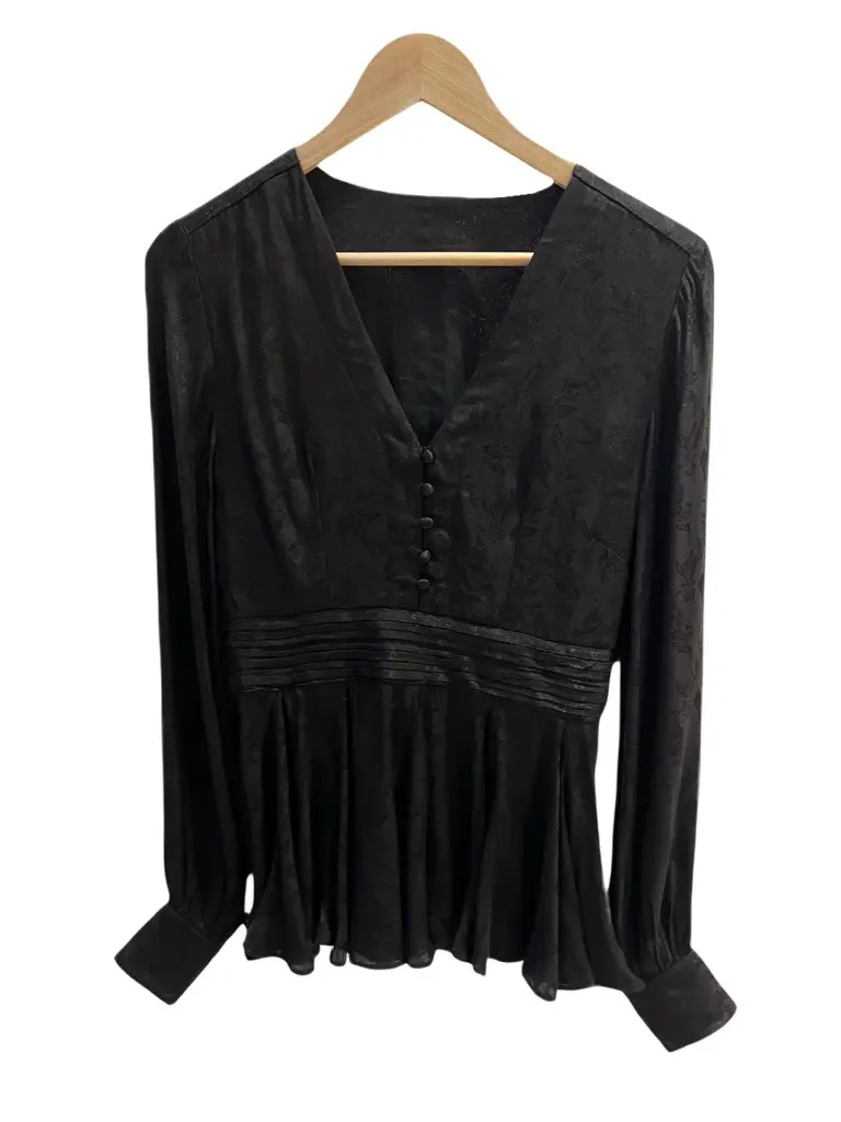 ELI JACQUARD BLOUSE - Black