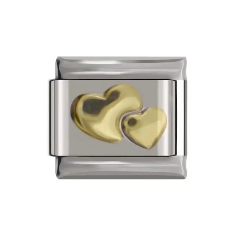 Gold Two Hearts Charms