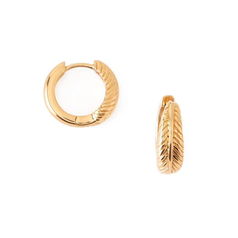 Gull Feather Huggie Hoop