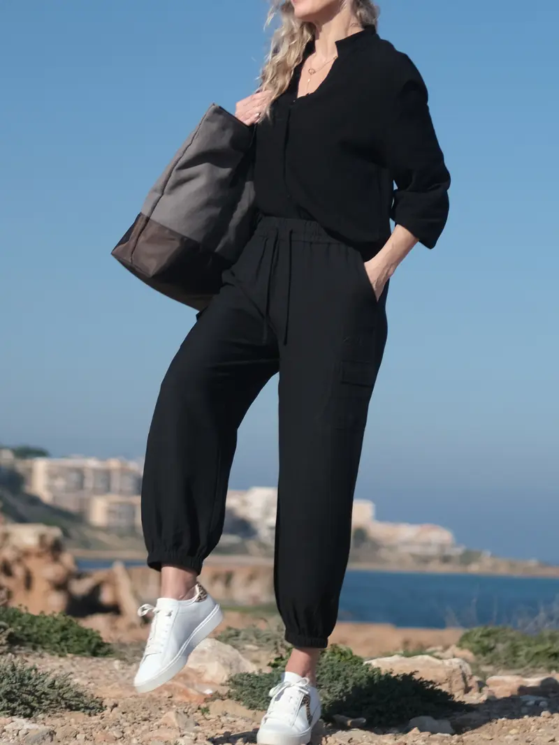 Linen Cargo pants Black