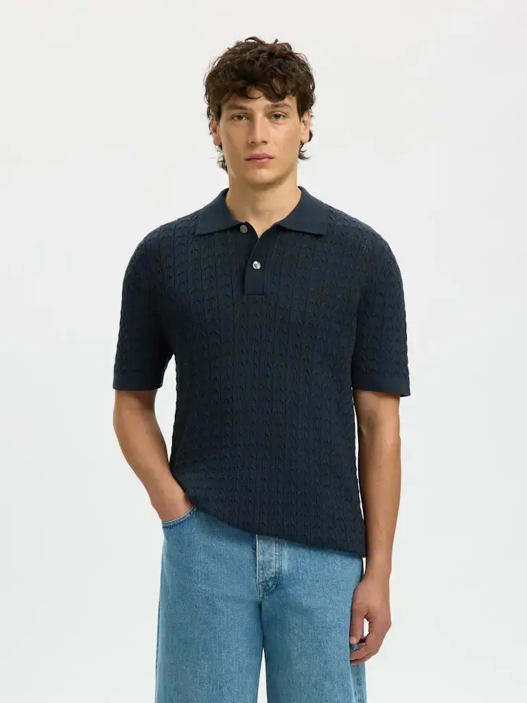 Mattis Cable Polo - Sky Captain