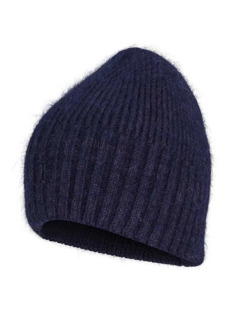 Mørkeblå Angora rib beanie