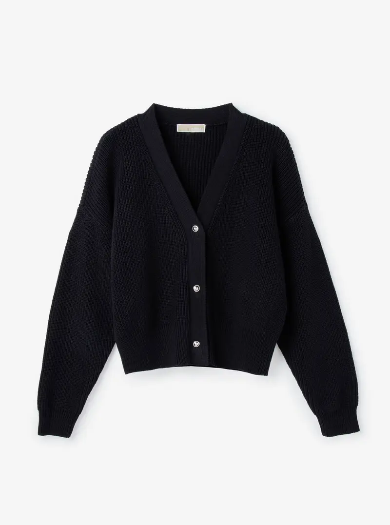 Mørkeblå Crop Box Cardi