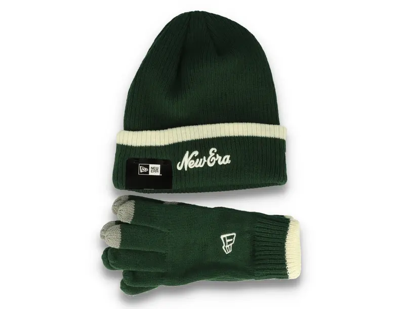 New Era Script Beanie and Gloves Set