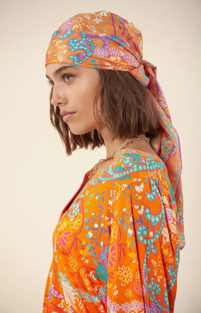 Orange Edlyn silk scarf