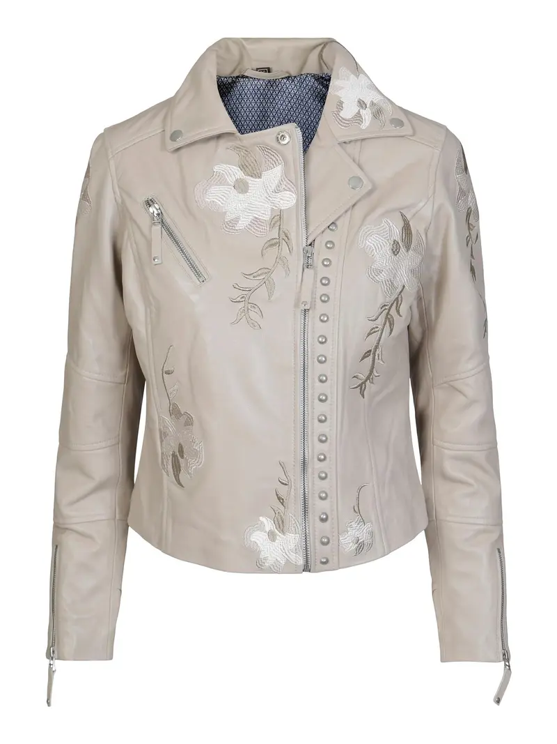 Sand Embroidery Leather Jacket