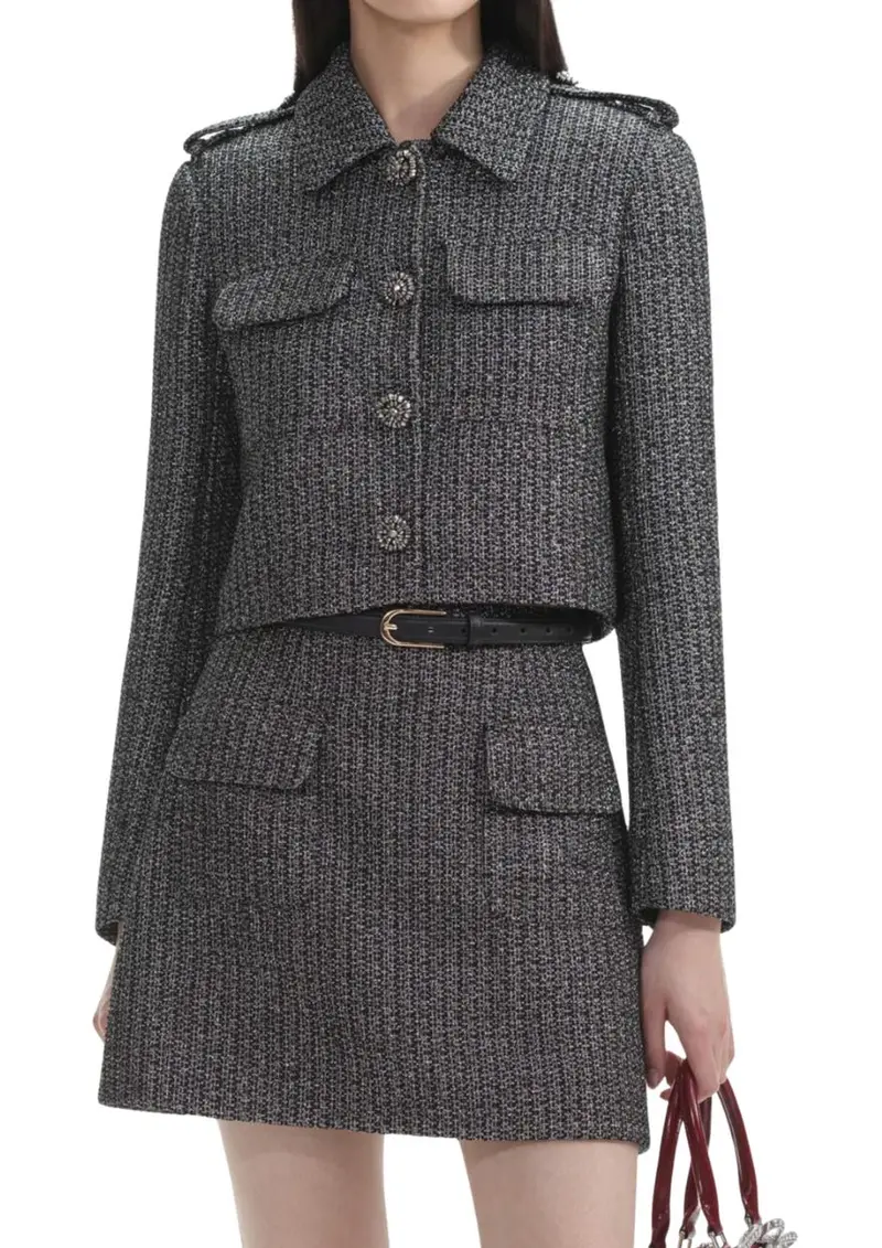SELF-PORTRAIT - Metallic Boucle Jacket