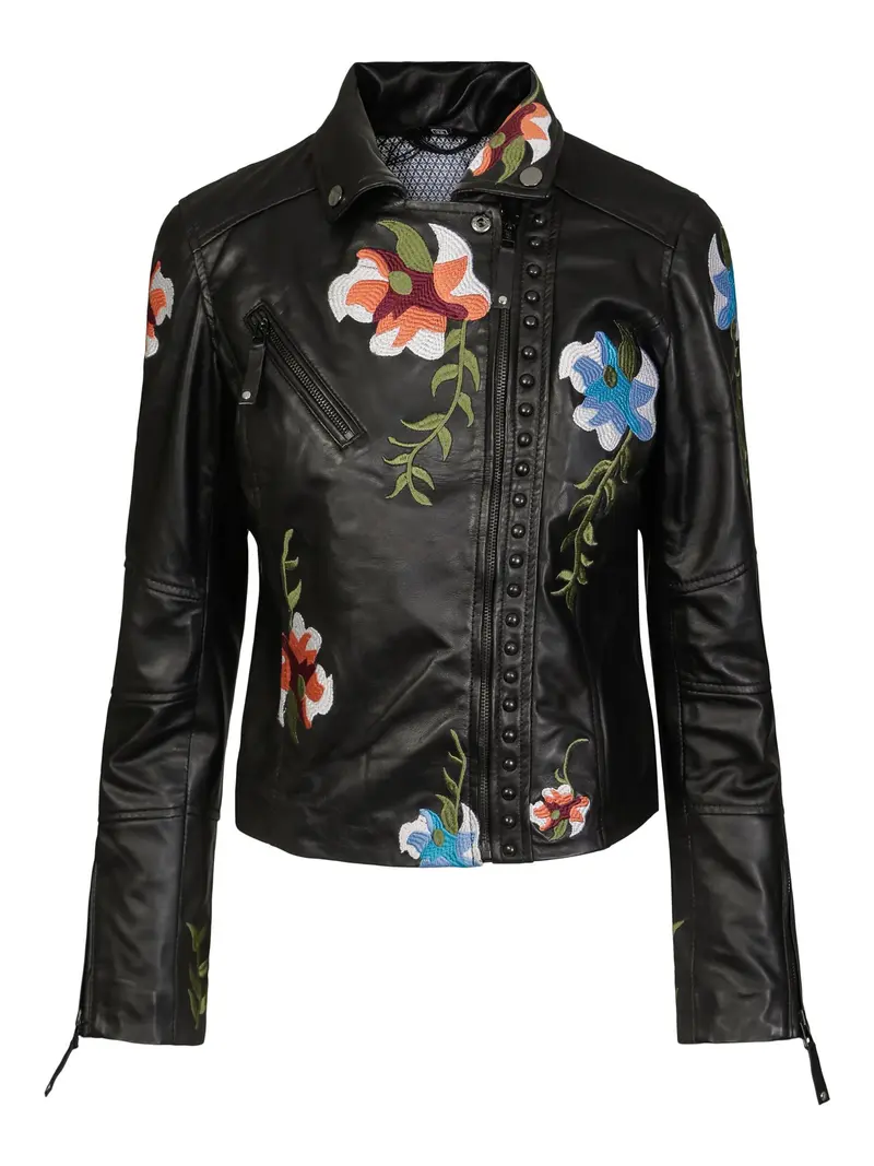 Sort Embroidery Leather Jacket