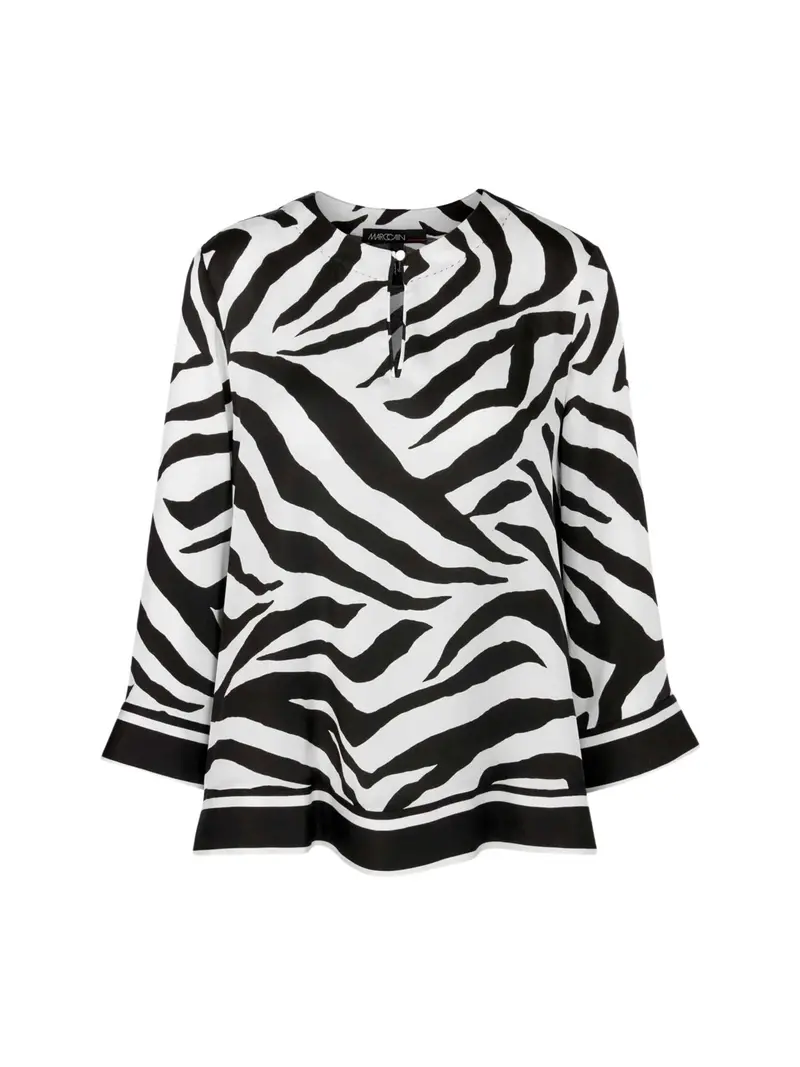 Sort/hvit Zebra print blouse