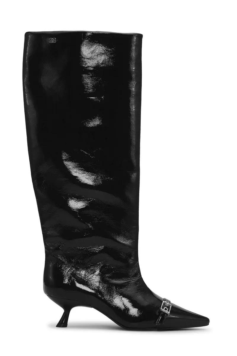 Sorte Eyelets Slouchy High Shaft Boot Naplack