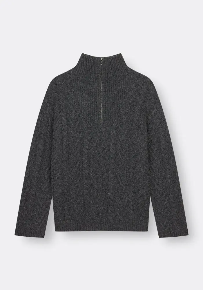 THE CABLE KNIT - CHARCOAL